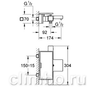 Термостат для ванны GROHE Grohtherm Cube с полочкой, 34502000 — фото товара
