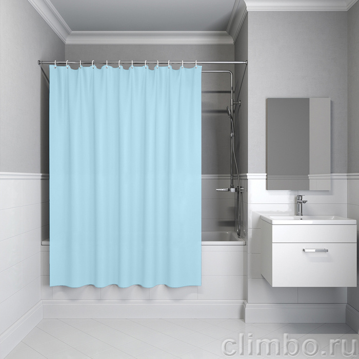 Штора для ванной, 200x180 см, PE, голубой, IDDIS, P07PE18i11 — фото товара