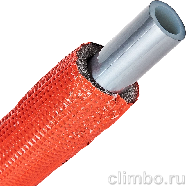 Труба STOUT 20х2,8 (бухта 100 метров) PEX-a из сшитого полиэтилена с кислородным слоем, серая в теплоизоляции (красная) — фото, детали конструкции