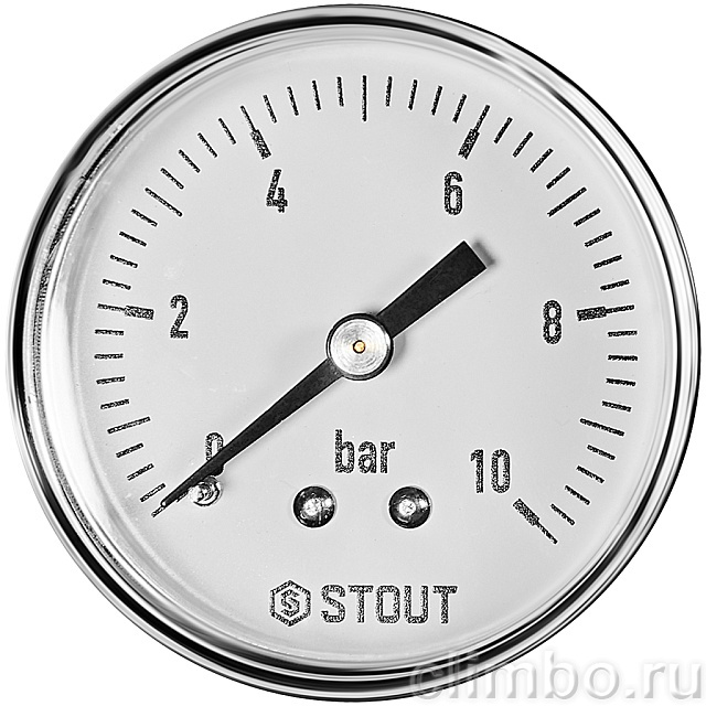 Манометр аксиальный STOUT корпус Dn 50 мм 1/4 , 0...10 бар, кл.2.5 — фото, детали конструкции