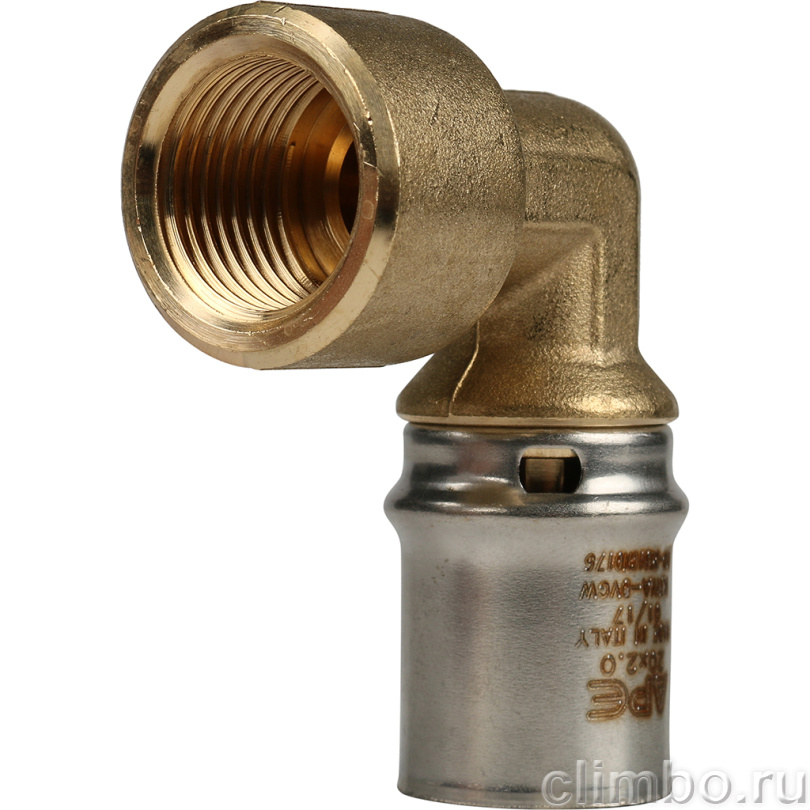 STOUT Угольник-переходник с внутренней резьбой 1/2"х20 для металлопластиковых труб прессовой (SFP-0010-001220) — фото товара