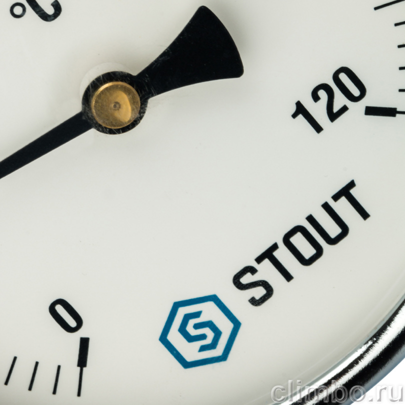 STOUT Термометр биметаллический с погружной гильзой. Корпус Dn 100 мм, гильза 75 мм 1/2", 0...120 С (SIM-0001-107515) — фото товара