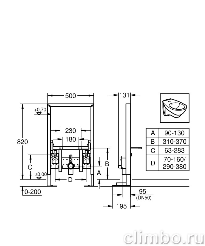 Система инсталляции для биде GROHE Rapid SL (0,82 м), 38583000 — фото товара