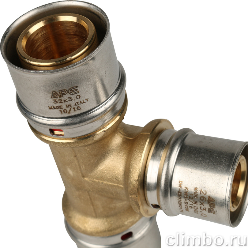 STOUT Тройник переходной 32х26х32 для металлопластиковых труб прессовой (SFP-0005-322632) — фото товара