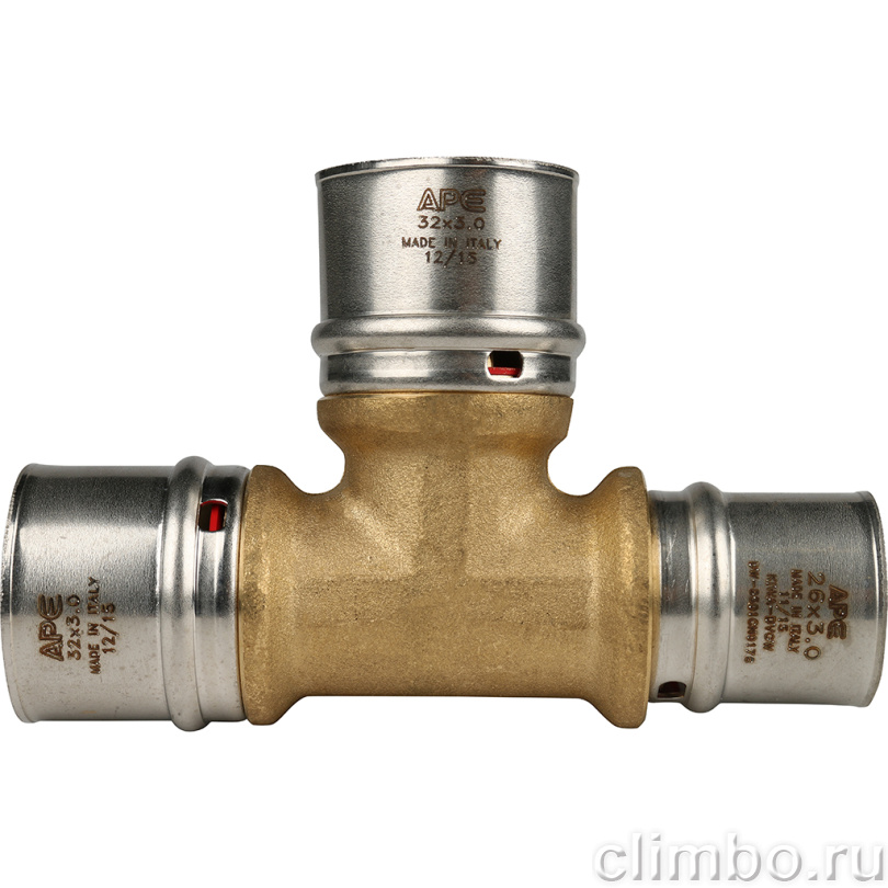 STOUT Тройник переходной 32x32x26 для металлопластиковых труб прессовой (SFP-0005-323226) — фото товара