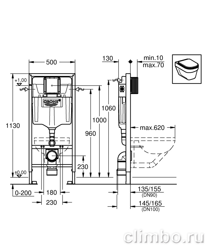 Система инсталляции для унитаза GROHE Rapid SL (1,13 м),38528001 — фото товара