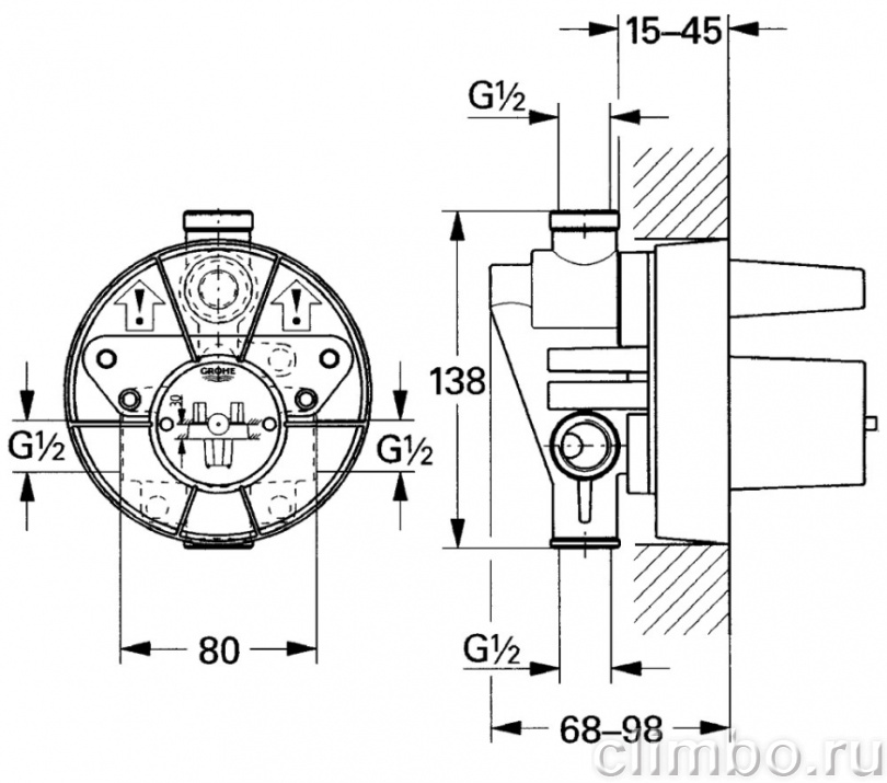 Смеситель для ванны GROHE Eurosmart Cosmopolitan (со встраиваемым механизмом), 33961000 — фото товара