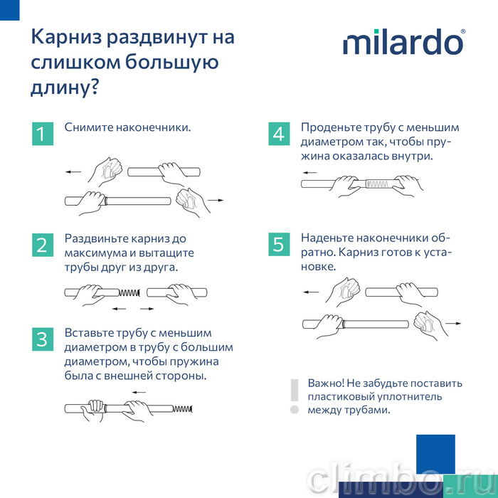 Карниз для ванной комнаты, 110-200 см, голубой, Milardo, 011A200M14 — фото товара