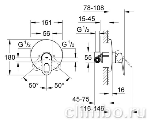 Смеситель для душа GROHE BauLoop (со встраиваемым механизмом), 29080000 — фото товара