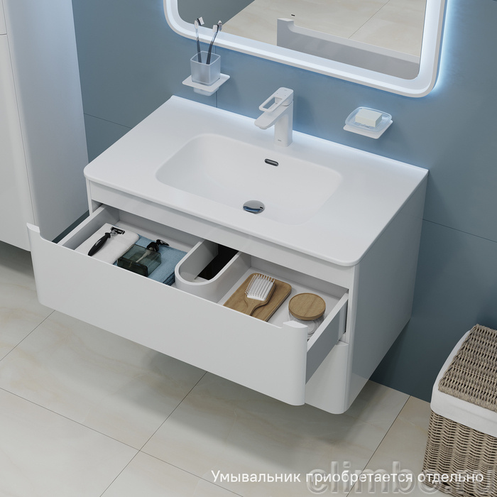 Тумба подвесная, белый, 80 см, Edifice,  IDDIS, EDI80W0i95. Подходит умывальник 0108000i28 — фото товара
