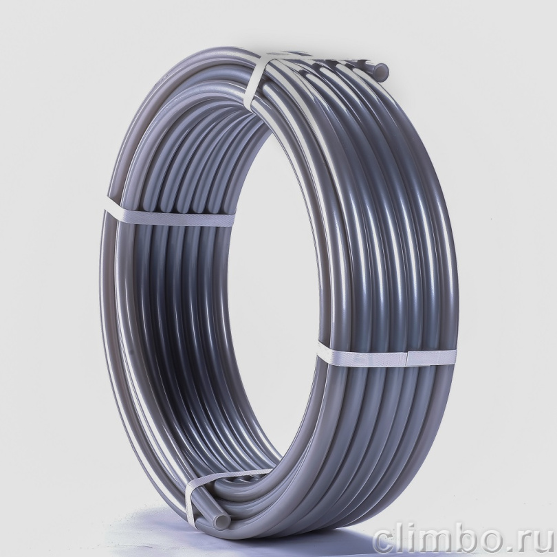 Труба ROMMER PEX из сшитого полиэтилена с кислородным слоем, серая, 16х2,2 (бухта 100 метров) — фото, детали конструкции