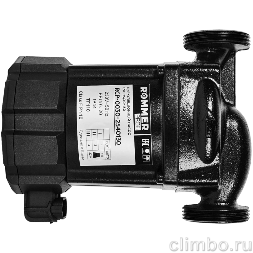 Частотный циркуляционный насос ROMMER PROFI EVO 25/40-130 с гайками и теплоизоляцией — фото, детали конструкции