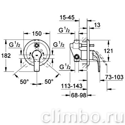 Смеситель для ванны GROHE Euroeco (со встраиваемым механизмом), 32747000 — фото товара