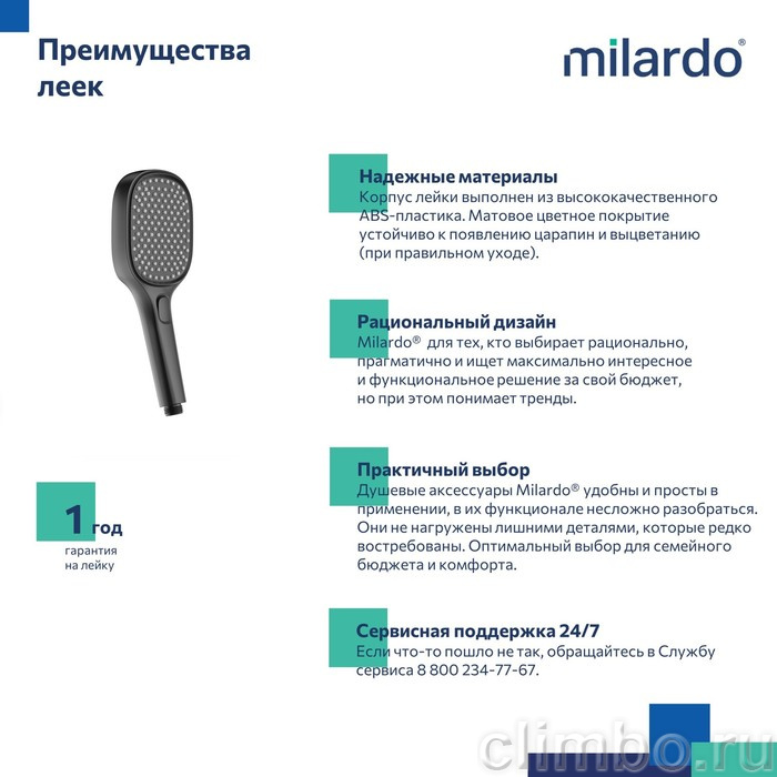 ILS3FB0M18, Лейка для душа, черная матовая, 3F, Ideal Spa, Milardo — фото товара