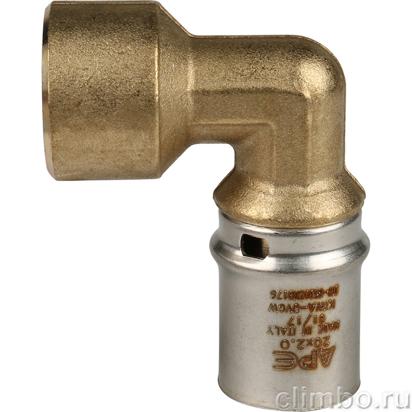 STOUT Угольник-переходник с внутренней резьбой 1/2"х20 для металлопластиковых труб прессовой (SFP-0010-001220) — фото товара