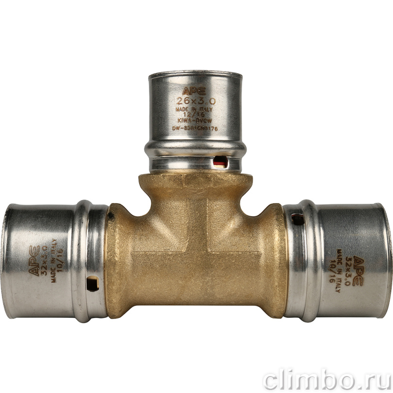 STOUT Тройник переходной 32х26х32 для металлопластиковых труб прессовой (SFP-0005-322632) — фото товара