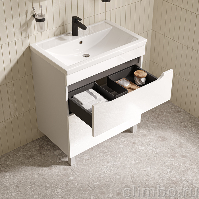 Тумба с умывальником, напольная, 70 см, белый, Рэй (Ray), IDDIS, RAY70WFi95K подходит умыв. 4077000i28 — фото, детали конструкции