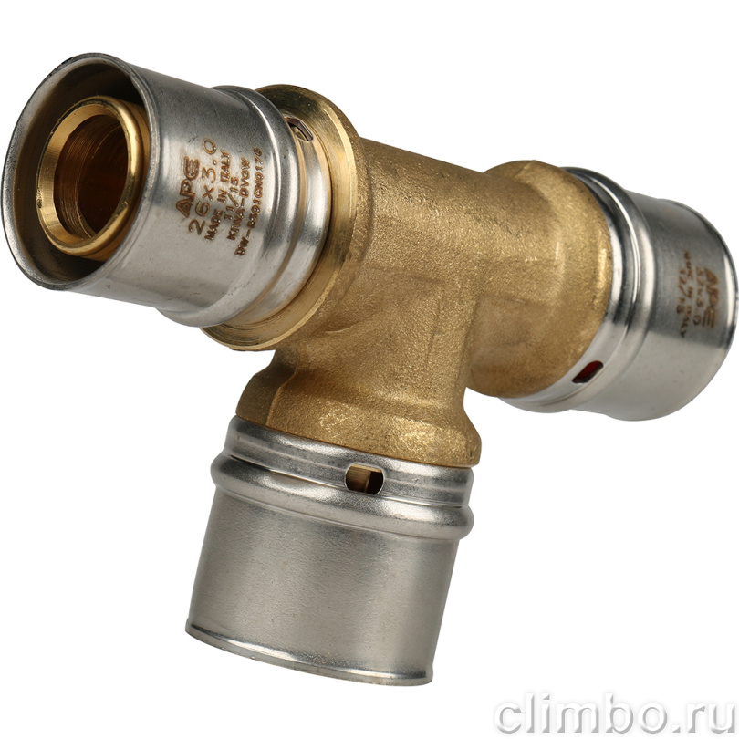 STOUT Тройник переходной 32x32x26 для металлопластиковых труб прессовой (SFP-0005-323226) — фото товара