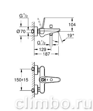 Смеситель для ванны GROHE Eurodisc Joy, 23431000 — фото товара