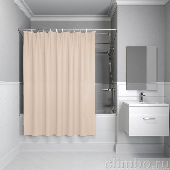 Штора для ванной, 200x180 см, PE, бежевый, IDDIS, P01PE18i11 — фото товара