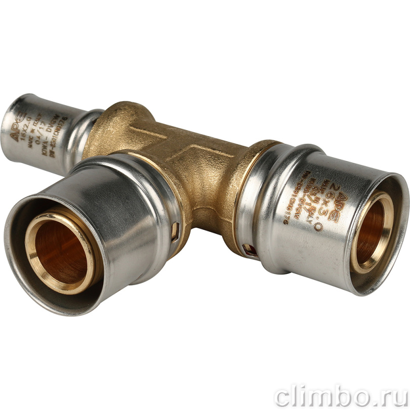 STOUT Тройник переходной 26х26х16 для металлопластиковых труб прессовой (SFP-0005-262616) — фото товара