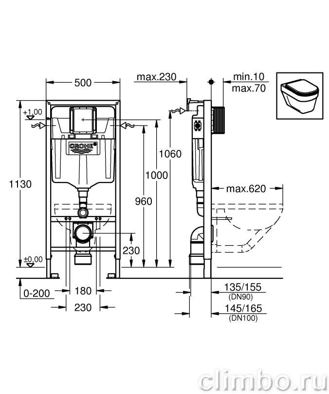 Система инсталляции для унитаза GROHE Rapid SL (1,13 м), 38536001 — фото товара