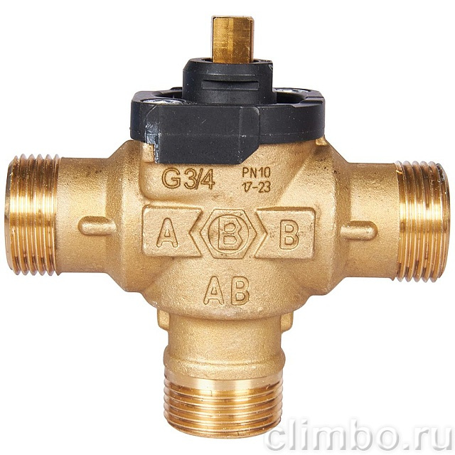3-Ходовой зональный клапан, сервопривод 230V STOUT с кабелем 1м,, НР 3/4 — фото, детали конструкции