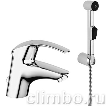 Смеситель для раковины GROHE Eurosmart с цепочкой и гигиеническим душем, 23124000 — фото товара