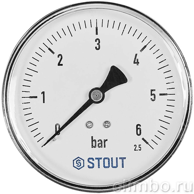 Манометр аксиальный STOUT корпус Dn 100 мм 1/2 , 0...6 бар, кл.2.5 — фото, детали конструкции
