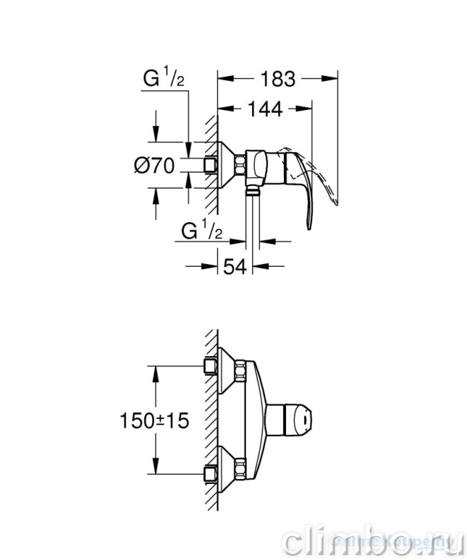 Смеситель для душа GROHE Eurosmart, 33555002 — фото товара