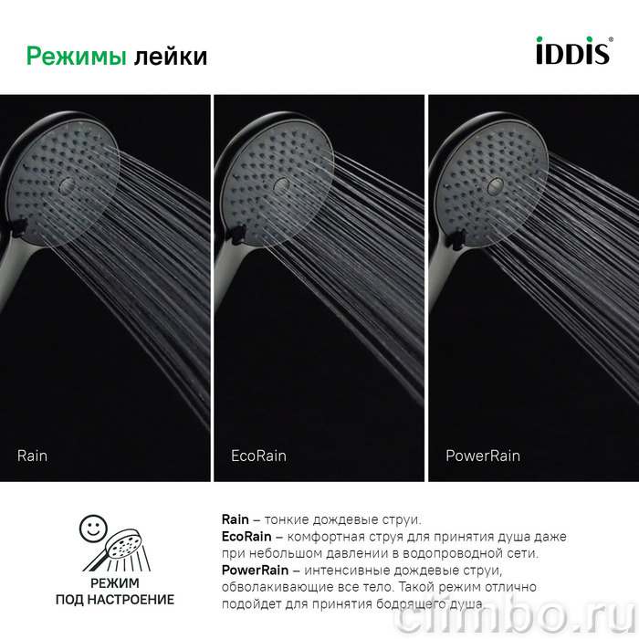 Лейка для душа, черная матовая, Ray, IDDIS — фото товара