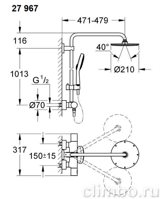 Душевая стойка Grohe Rainshower System, 27967000 — фото товара