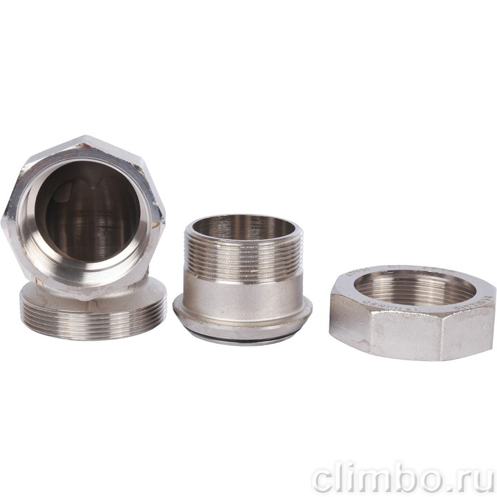 STOUT Угловая американка ВН, уплотнение o-ring кольцо, никель. 2" — фото товара
