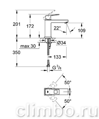 Смеситель для раковины GROHE Eurocube со средним изливом, 23446000 — фото товара