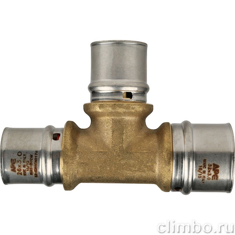 STOUT Тройник переходной 32х26х26 для металлопластиковых труб прессовой (SFP-0005-322626) — фото товара