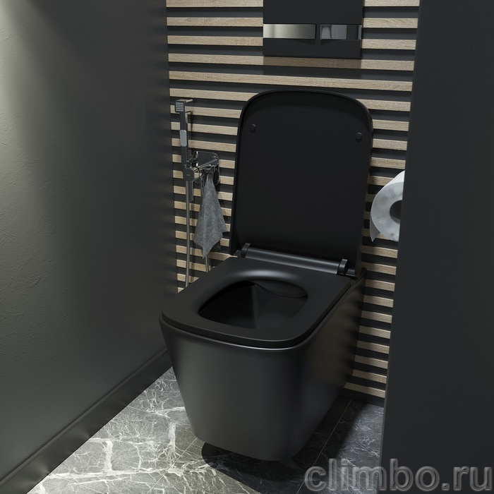 Унитаз подвесной безободковый, чёрный матовый, Bild, IDDIS — фото товара