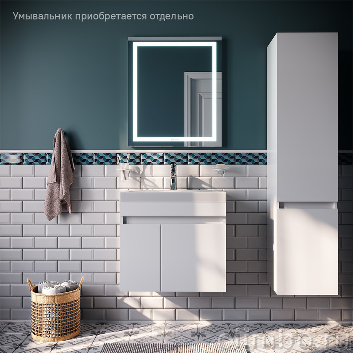 Тумба подвесная с дверцами, белая, 60 см, Zodiac, IDDIS — фото товара