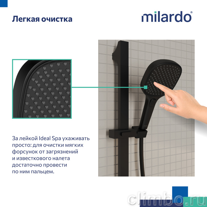 ILS3FB0M18, Лейка для душа, черная матовая, 3F, Ideal Spa, Milardo — фото товара