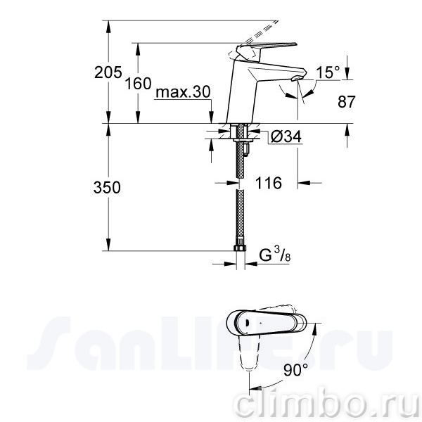 Смеситель для раковины GROHE Eurodisc Cosmopolitan с энергосберегающим картриджем, 2338220E — фото товара