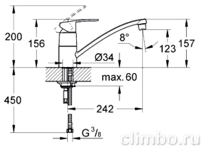 Смеситель для кухни GROHE Eurostyle Cosmopolitan с низким изливом, 33977002 — фото товара