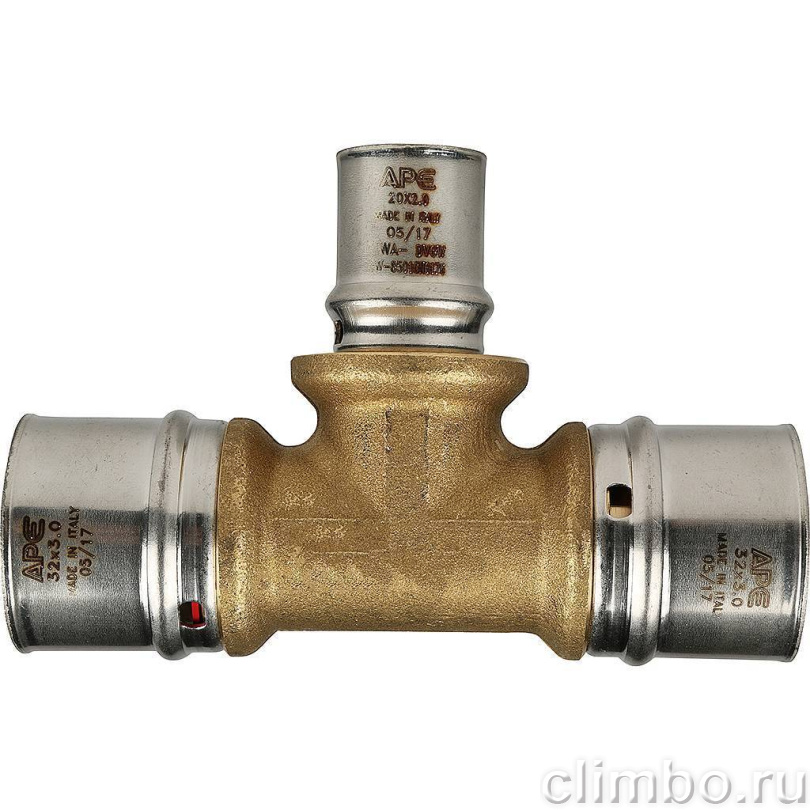 STOUT Тройник переходной 32х20х32 для металлопластиковых труб прессовой — фото товара