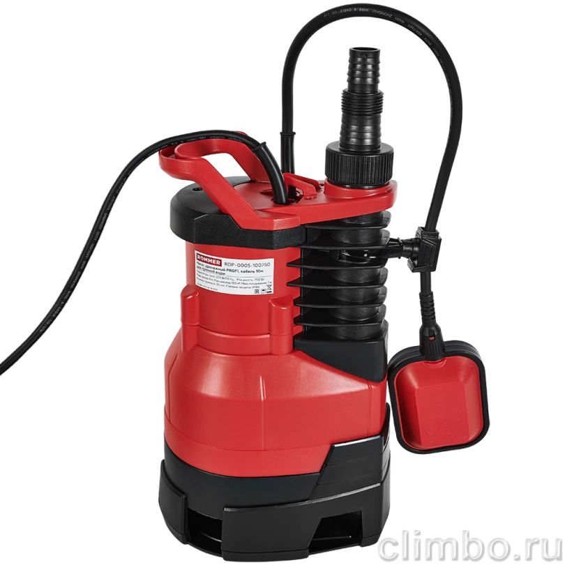 Насос дренажный ROMMER PROFI, кабель 10м, 750 Вт, для грязной воды — фото, детали конструкции