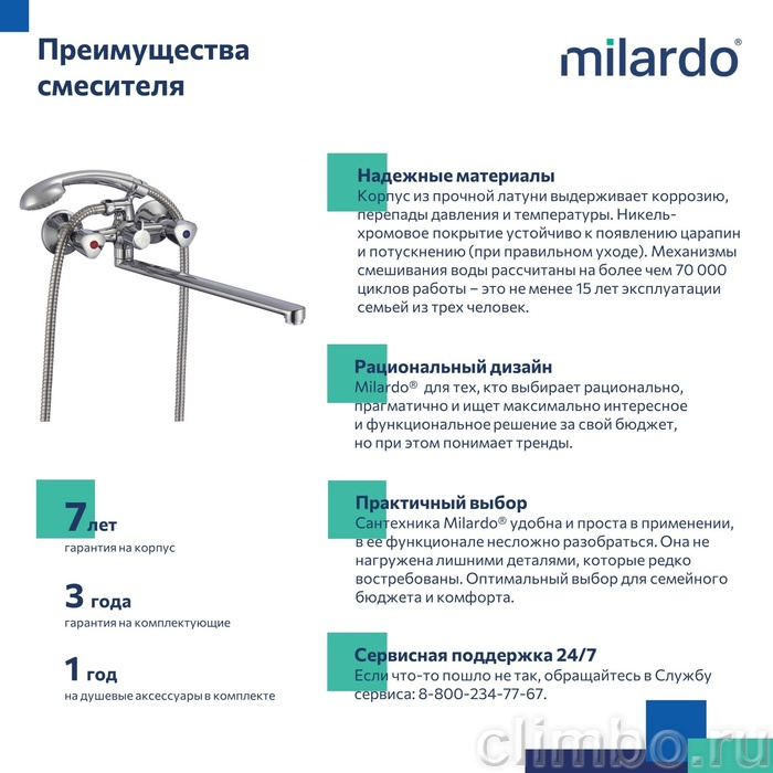 Смеситель для ванны с длинным изливом Tring Milardo — фото товара