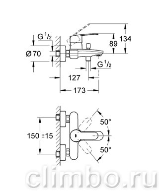 Смеситель для ванны GROHE Eurostyle Cosmopolitan, 33591002 — фото товара