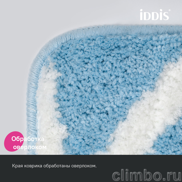 Коврик для ванной комнаты, 50x80, микрофибра, голубой, IDDIS, — фото товара