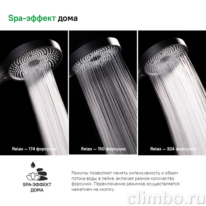 Лейка для душа, черная, SpaHome, IDDIS, SPA3F0Bi18 — фото товара