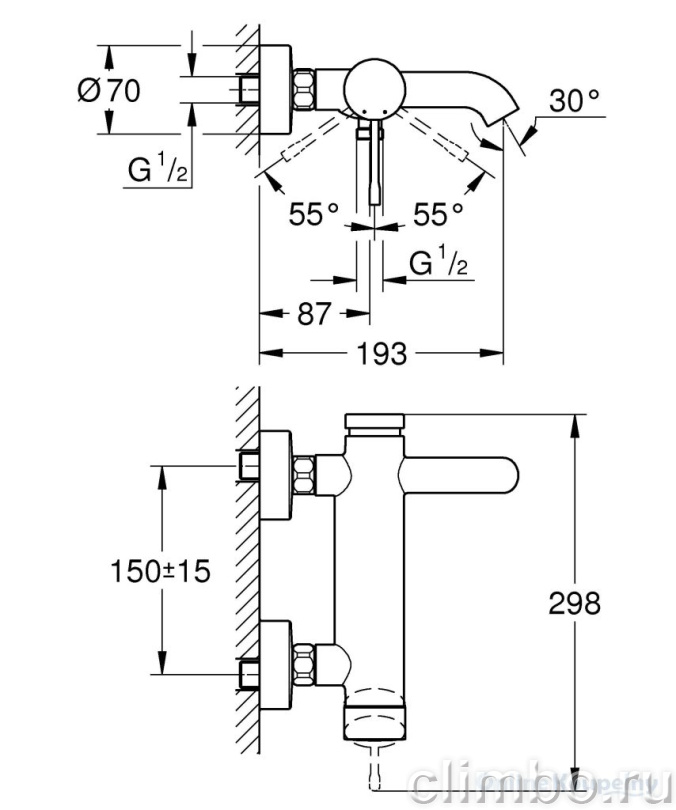 Смеситель для ванны GROHE Essence+, 33624001 — фото товара