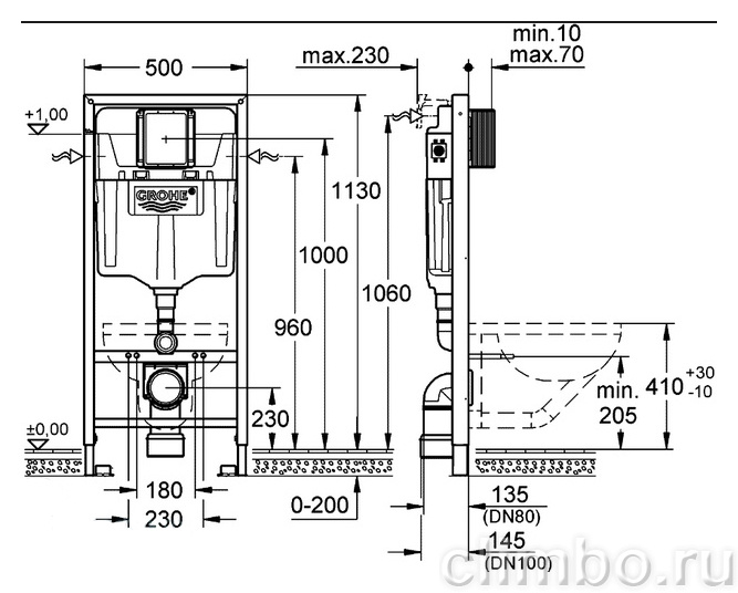 Система инсталляции для унитаза GROHE Rapid SL (1,13 м), 38539001 — фото товара