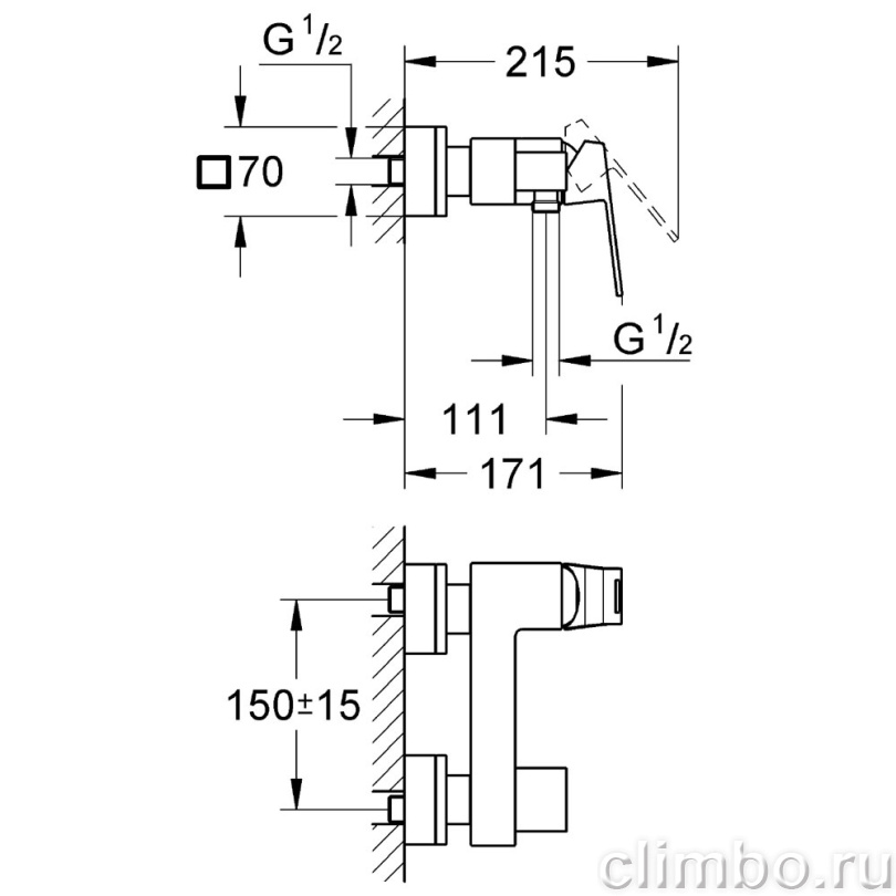 Смеситель для душа GROHE Eurocube, 23145000 — фото товара