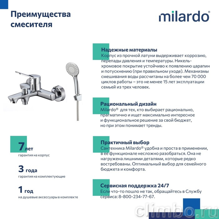 Смеситель для ванны, глянцевый хром, Enjoy, Milardo — фото товара